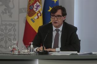 El ministro de Sanidad, Salvador Illa, durante su intervención en la rueda de prensa tras el Consejo de Ministros