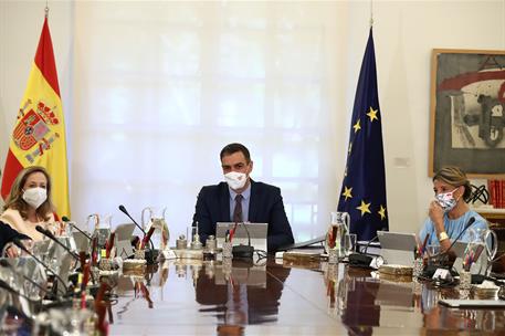 13/07/2021. El nuevo Ejecutivo asiste a la reunión del Consejo de Ministros. El presidente del Gobierno, Pedro Sánchez, preside la primera r...