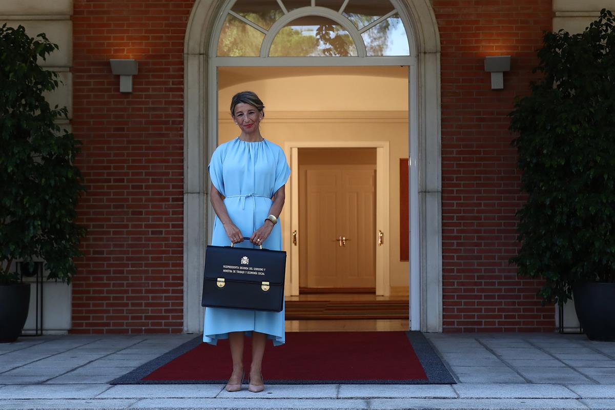 13/07/2021. El nuevo Ejecutivo asiste a la reunión del Consejo de Ministros. La vicepresidenta segunda y ministra de Trabajo y Economía Soci...
