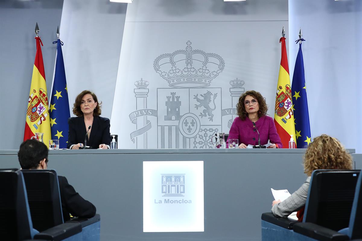 16/02/2021. Consejo de Ministros: María Jesús Montero y Carmen Calvo. La ministra de Hacienda y portavoz del Gobierno, María Jesús Montero, ...