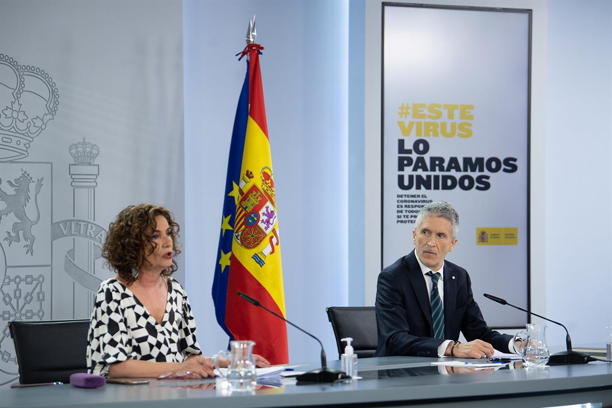 18/05/2021. Rueda de prensa posterior al Consejo de Ministros: María Jesús Montero y Fernando Grande-Marlaska. La ministra de Hacienda y por...