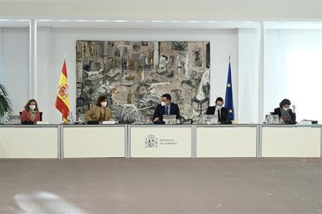 19/01/2021. Reunión del Consejo de Ministros. El presidente del Gobierno, Pedro Sánchez, la vicepresidenta primera y ministra de la Presiden...
