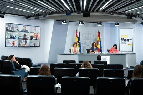 24/06/2021. Rueda de prensa posterior al Consejo de Ministros extraordinario. La ministra de Hacienda y portavoz del Gobierno, María Jesús M...