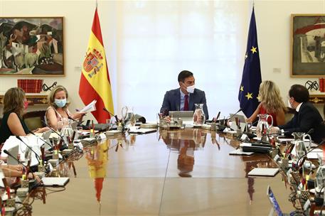 24/08/2021. Reunión del Consejo de Ministros. El presidente del Gobierno, Pedro Sánchez, durante la reunión del Consejo de Ministros.