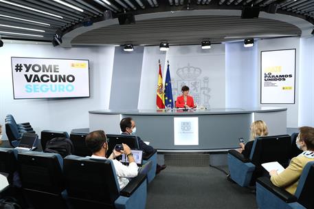 24/08/2021. Rueda de prensa tras el Consejo de Ministros: Isabel Rodríguez. La ministra de Política Territorial y portavoz del Gobierno, Isa...