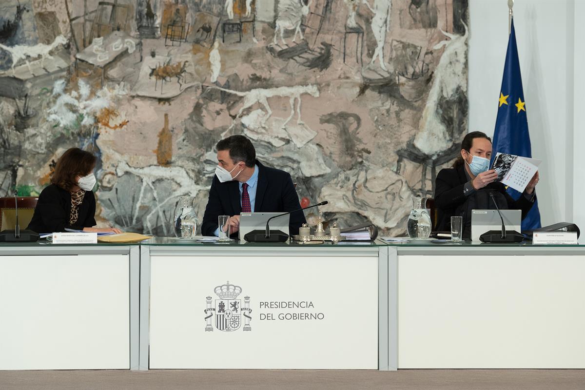26/01/2021. Consejo de Ministros. El presidente del Gobierno, Pedro Sánchez, preside la reunión del Consejo de Ministros.