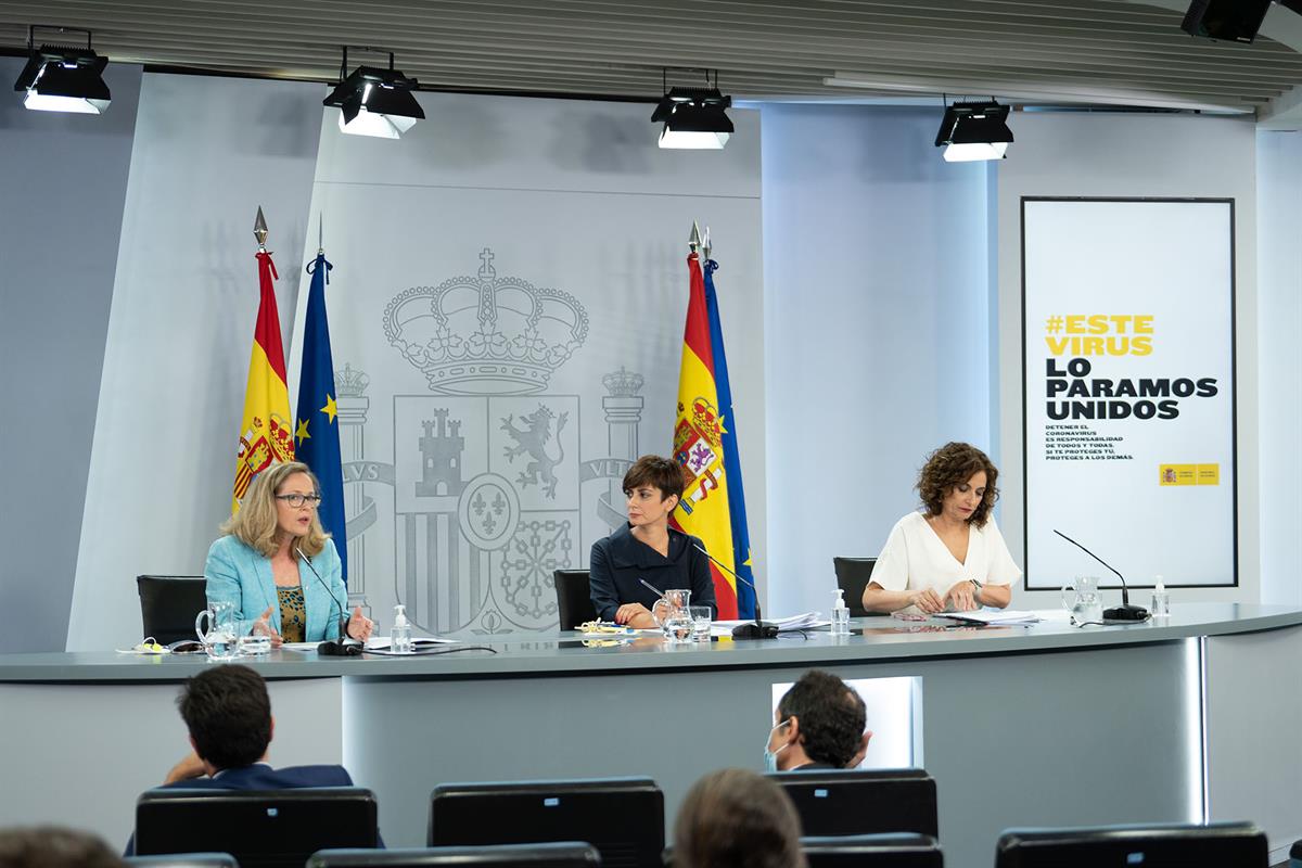 27/07/2021. Rueda de prensa posterior al Consejo de Ministros. La ministra de Política Territorial y portavoz del Gobierno, Isabel Rodríguez...