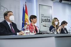 Planas, Rodríguez, Díaz y Escrivá durante la rueda de prensa posterior al Consejo de Ministros