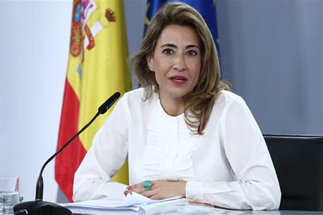 1/02/2022. Rueda de prensa posterior al Consejo de Ministros: Isabel Rodríguez, Raquel Sánchez e Ione Belarra. La ministra de Transportes, M...