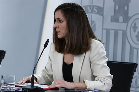 1/02/2022. Rueda de prensa posterior al Consejo de Ministros: Isabel Rodríguez, Raquel Sánchez e Ione Belarra. La ministra de Derechos Socia...