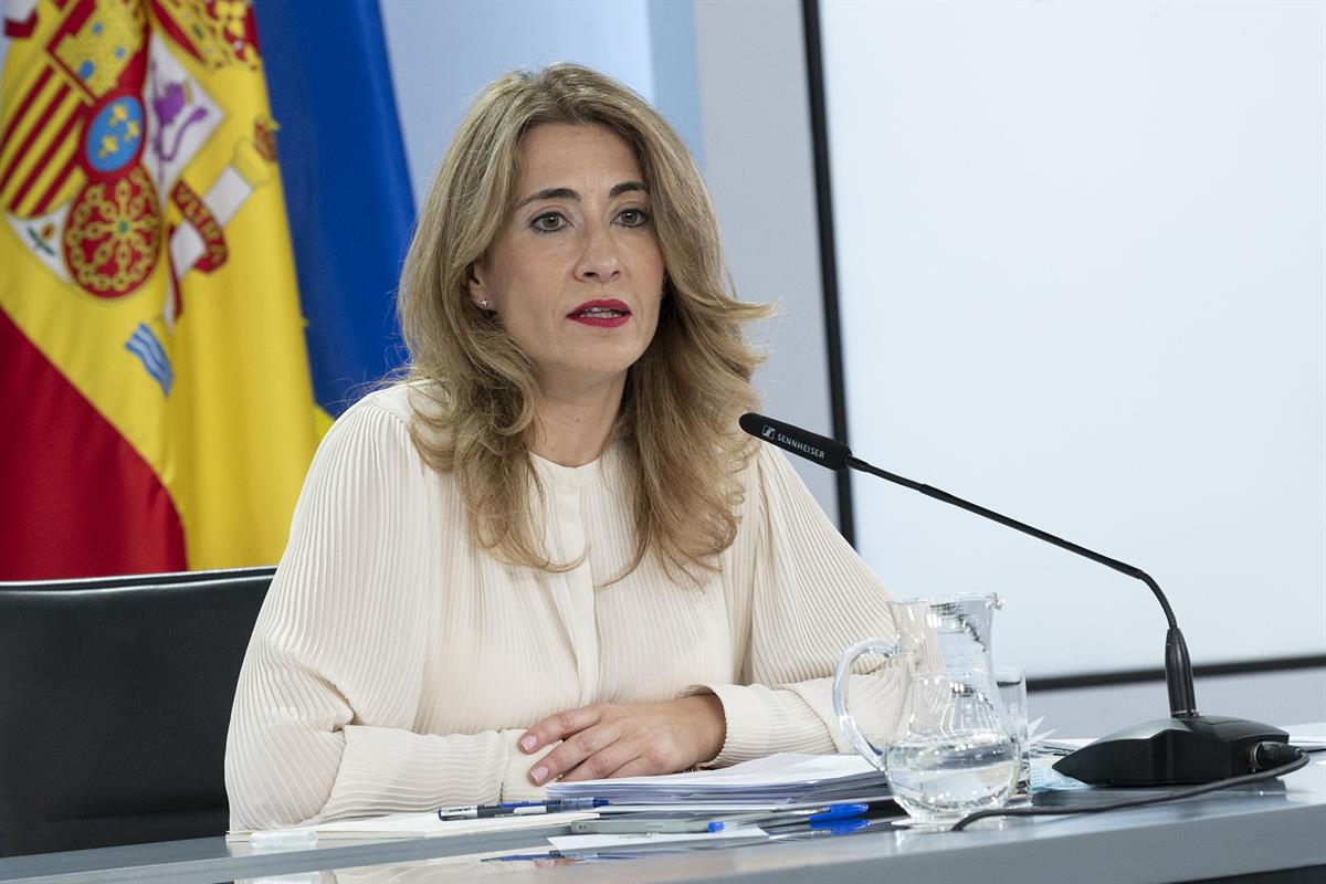 1/03/2022. Rueda de prensa posterior al Consejo de Ministros: Isabel Rodríguez, Nadia Calviño y Raquel Sánchez. La ministra de Transportes, ...