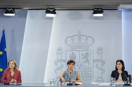 5/07/2022. Rueda de prensa tras el Consejo de Ministros: Rodríguez, Calviño y Darias. La vicepresidenta primera y ministra de Asuntos Económ...