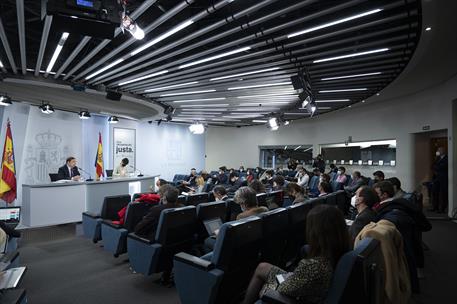 8/02/2022. Rueda de prensa posterior al Consejo de Ministros: Rodríguez y Planas. La ministra de Política Territorial y portavoz del Gobiern...