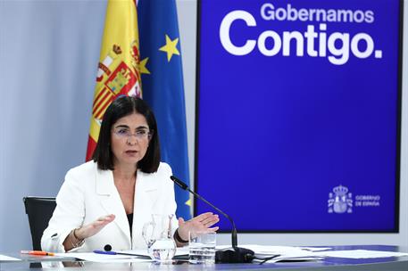 8/11/2022. Rueda de prensa tras el Consejo de Ministros: Isabel Rodríguez, María Jesús Montero y Carolina Darias. La ministra de Sanidad, Ca...