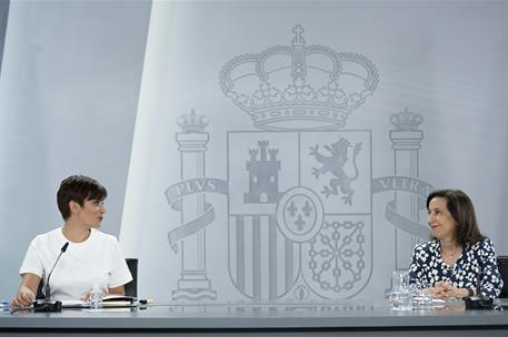 10/05/2022. Rueda de prensa posterior al Consejo de Ministros: Isabel Rodríguez y Margarita Robles. La ministra de Política Territorial y po...