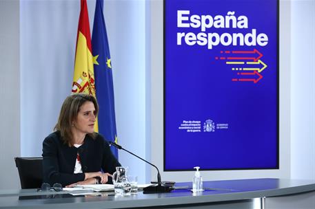 13/05/2022. Rueda de prensa posterior al Consejo de Ministros extraordinario: Isabel Rodríguez y Teresa Ribera. La vicepresidenta tercera y ...