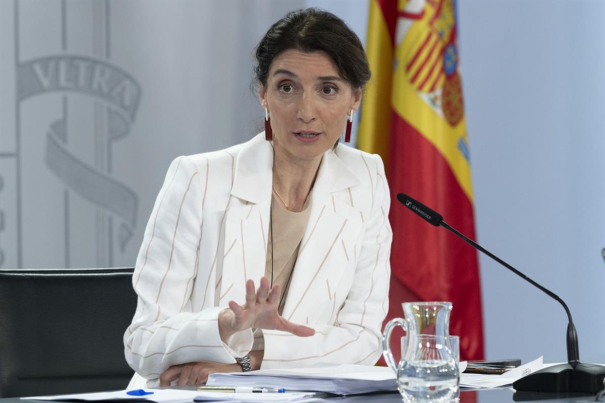 13/09/2022. Rueda de prensa tras el Consejo de Ministros: Isabel Rodríguez y Pilar Llop. La ministra de Justicia, Pilar Llop, durante su int...