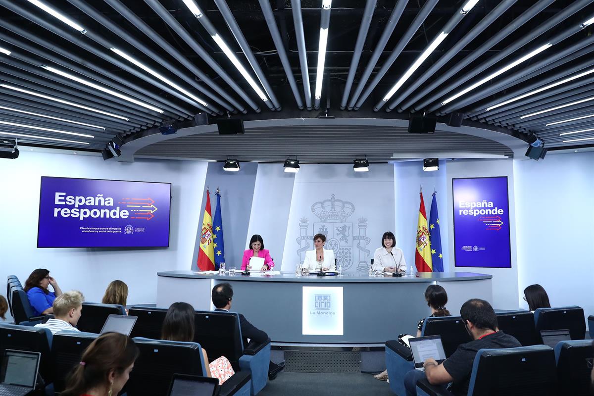 14/06/2022. Rueda de prensa tras el Consejo de Ministros: Isabel Rodríguez, Carolina Darias y Diana Morant. Isabel Rodríguez, Carolina Daria...