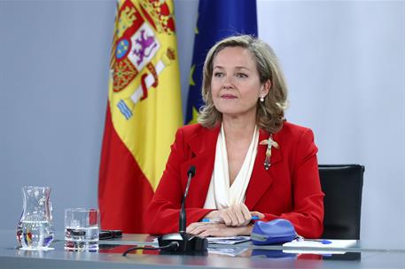 15/11/2022. Rueda de prensa tras el Consejo de Ministros: Isabel Rodríguez y Nadia Calviño. La vicepresidenta primera y ministra de Asuntos ...