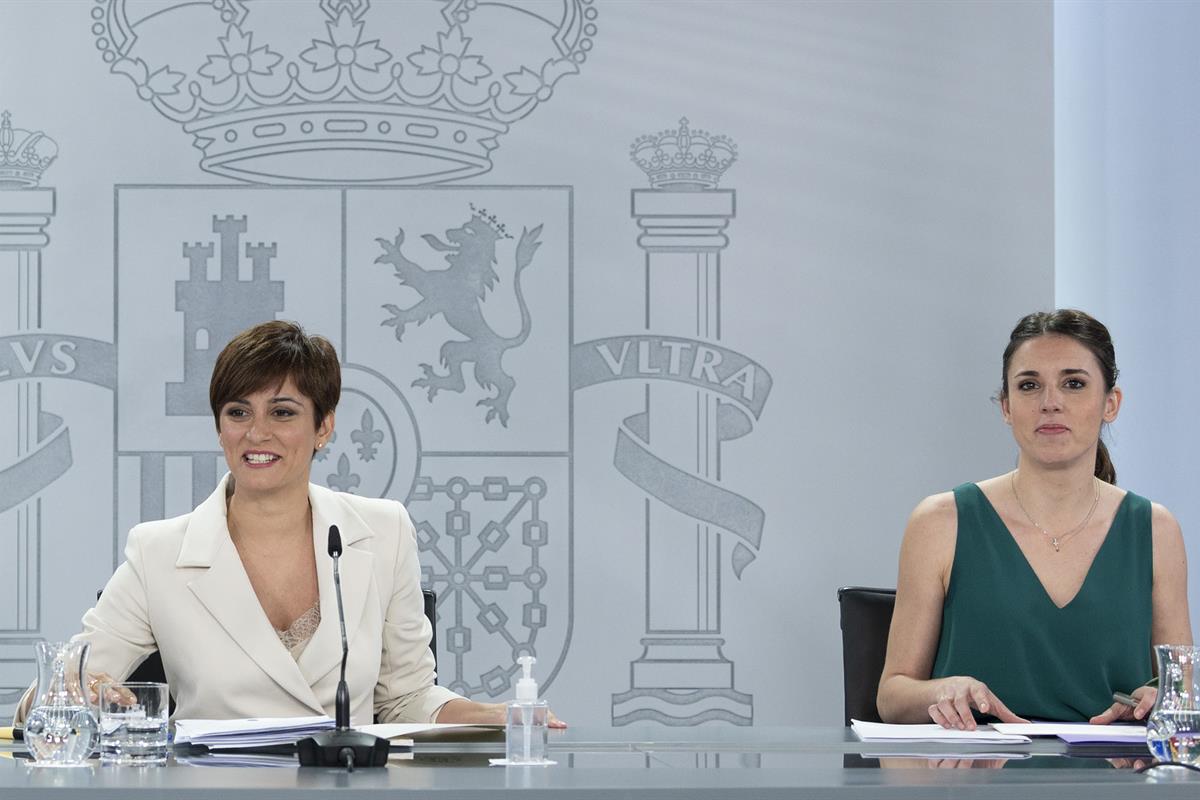 17/05/2022. Rueda de prensa posterior al Consejo de Ministros: Isabel Rodríguez, Luis Planas e Irene Montero. La ministra de Política Territ...