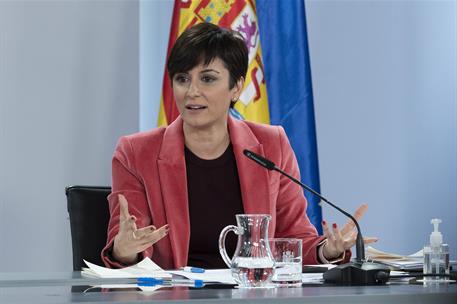 18/01/2022. Rueda de prensa posterior al Consejo de Ministros: Isabel Rodríguez y Raquel Sánchez. La ministra de Política Territorial y port...