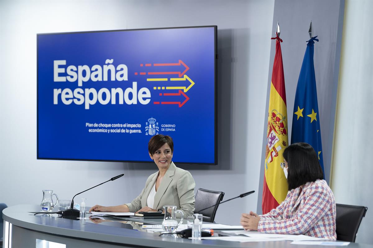19/04/2022. Rueda de prensa posterior al Consejo de Ministros: Isabel Rodríguez y Carolina Darias. La ministra de Política Territorial y por...