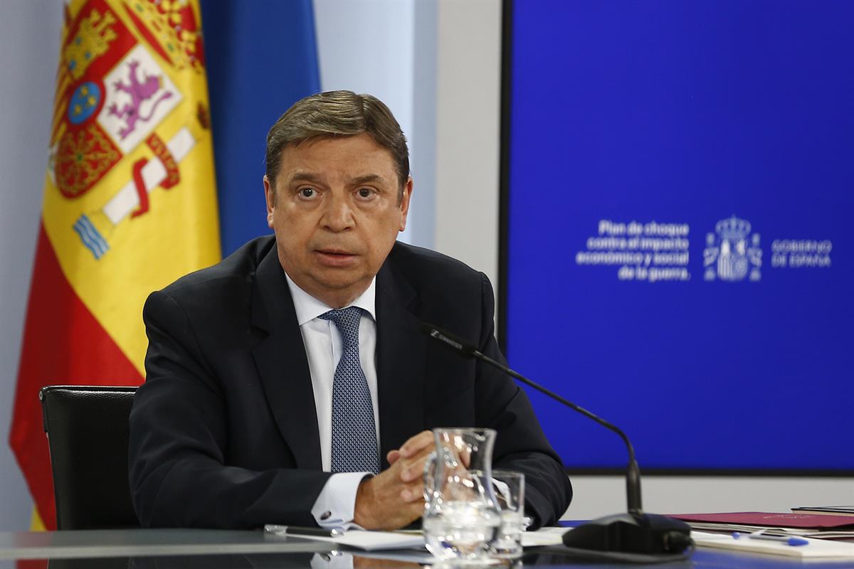 19/07/2022. Rueda de prensa tras el Consejo de Ministros: Isabel Rodríguez, Pilar Llop y Luis Planas. El ministro de Agricultura, Pesca y Al...