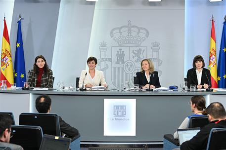 20/12/2022. Rueda de prensa tras el Consejo de Ministros: Isabel Rodríguez, Nadia Calviño, Pilar Llop, y Diana Morant. La ministra de Políti...