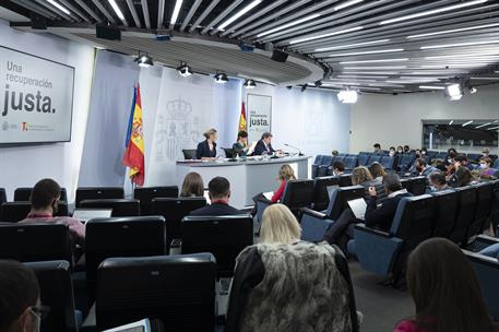 22/02/2022. Rueda de prensa tras el Consejo de Ministros: Rodríguez, Díaz y Escrivá. La ministra de Política Territorial y portavoz del Gobi...