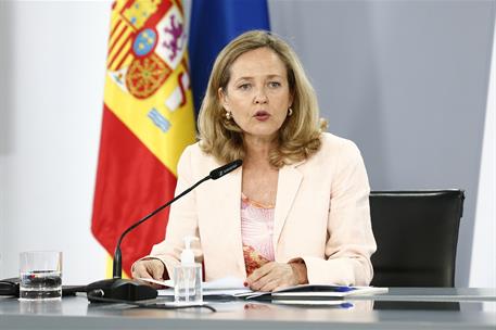 24/05/2022. Rueda de prensa tras el Consejo de Ministros: Isabel Rodríguez, Nadia Calviño y María Jesús Montero. La vicepresidenta primera y...