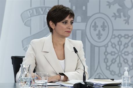 26/04/2022. Rueda de prensa posterior al Consejo de Ministros: Isabel Rodríguez y Félix Bolaños. La ministra de Política Territorial y porta...