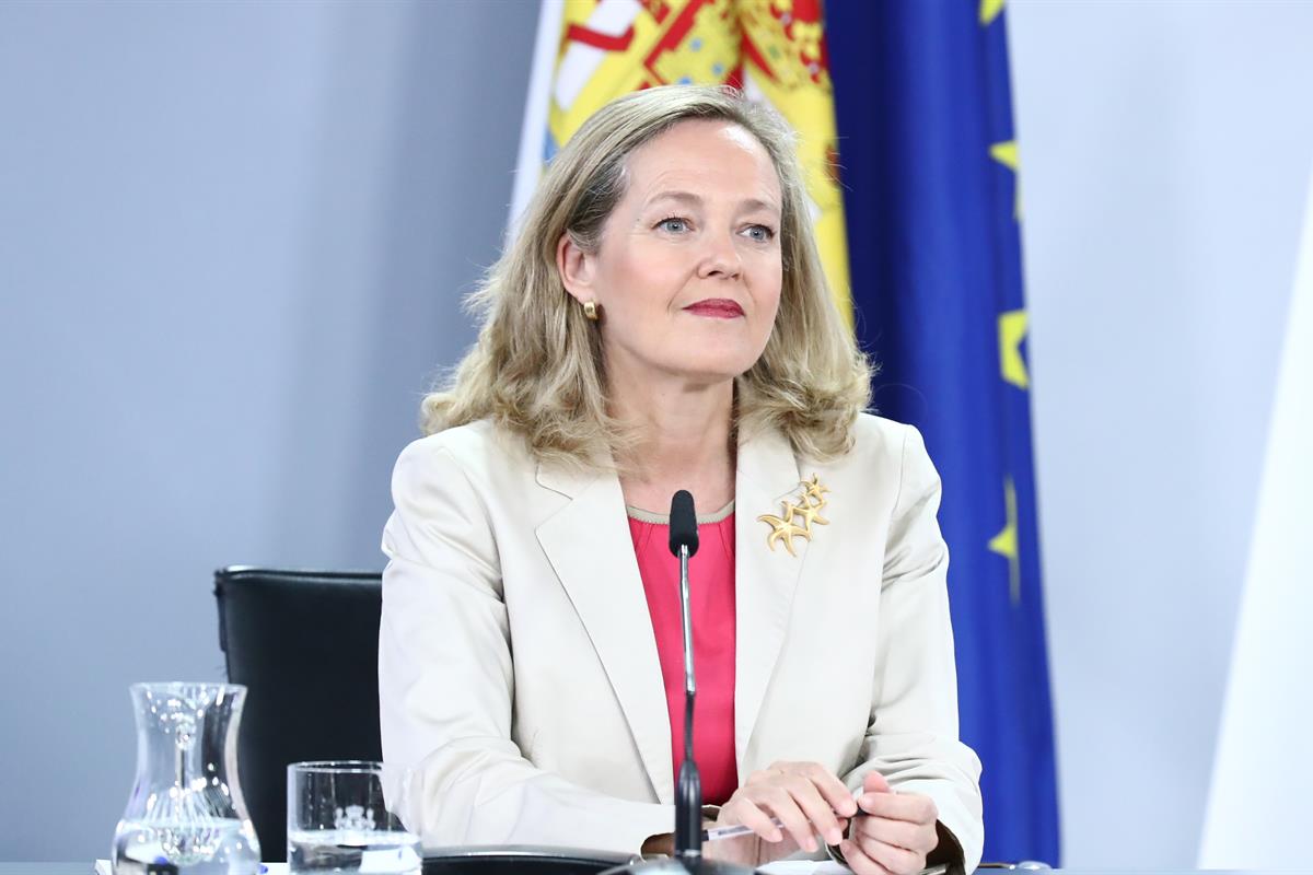 Nadia Calviño durante la rueda de prensa posterior al Consejo de Ministros