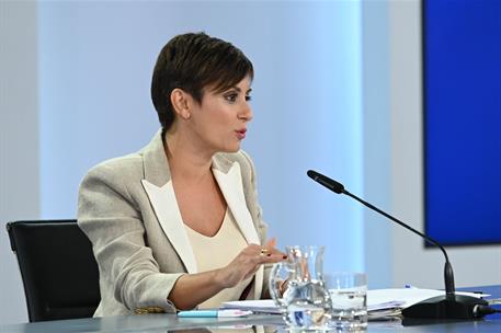 27/09/2022. Rueda de prensa tras el Consejo de Ministros: Isabel Rodríguez. La ministra de Política Territorial y portavoz del Gobierno, Isa...