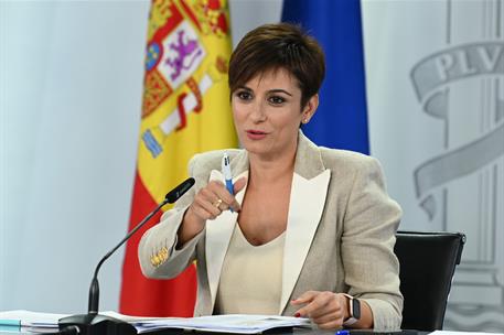 27/09/2022. Rueda de prensa tras el Consejo de Ministros: Isabel Rodríguez. La ministra de Política Territorial y portavoz del Gobierno, Isa...