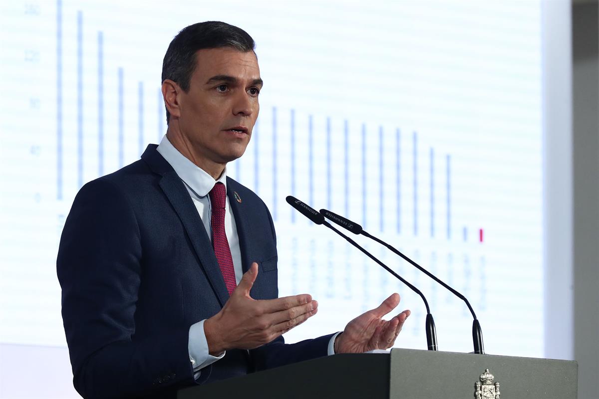 27/12/2022. Rueda de prensa tras el Consejo de Ministros: Pedro Sánchez. El presidente del Gobierno, Pedro Sánchez, durante su intervención ...