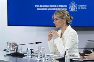 Yolanda Díaz durante la rueda de prensa posterior al Consejo de Ministros