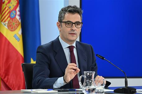 29/11/2022. Rueda de prensa tras el Consejo de Ministros: Isabel Rodríguez, Pilar Llop y Félix Bolaños. El ministro de la Presidencia, Relac...