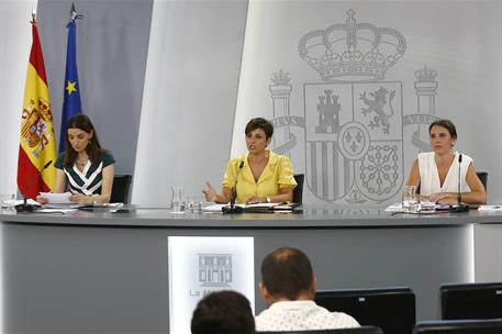 30/08/2022. Rueda de prensa tras el Consejo de Ministros: Isabel Rodríguez, Pilar Llop e Irene Montero. La ministra de Política Territorial ...