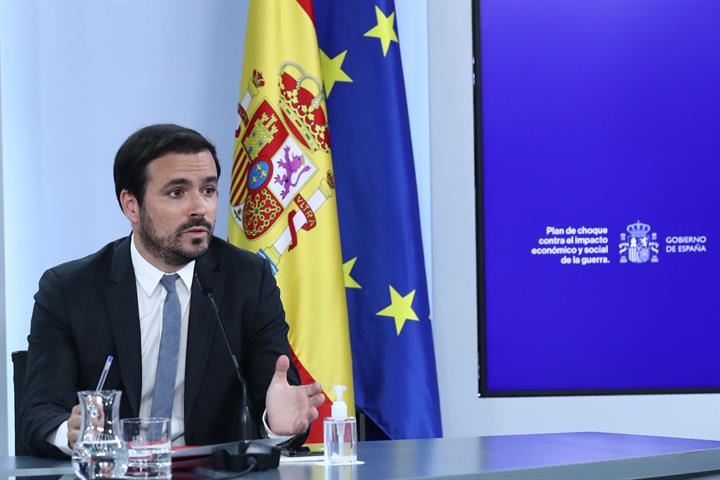 El ministro Alberto Garzón, durante su intervención