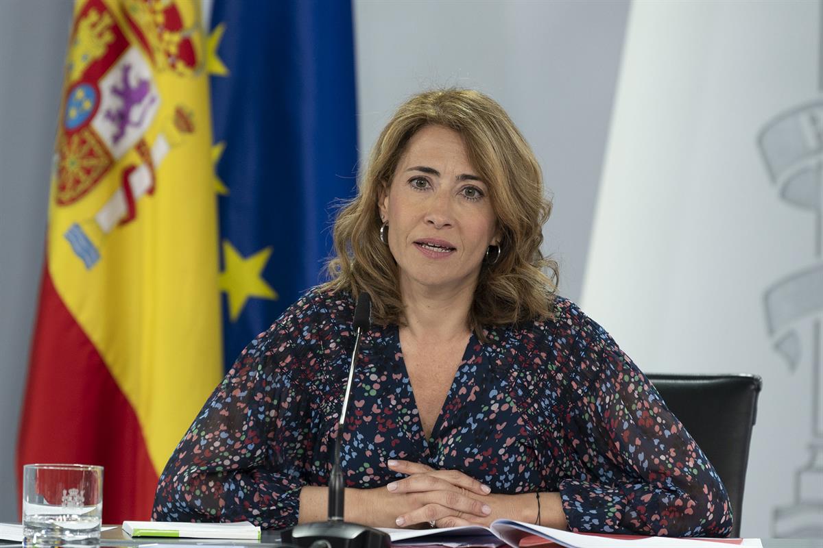 Transportes, Movilidad y Agenda Urbana, Raquel Sánchez, en la rueda de prensa posterior al Consejo de Ministros