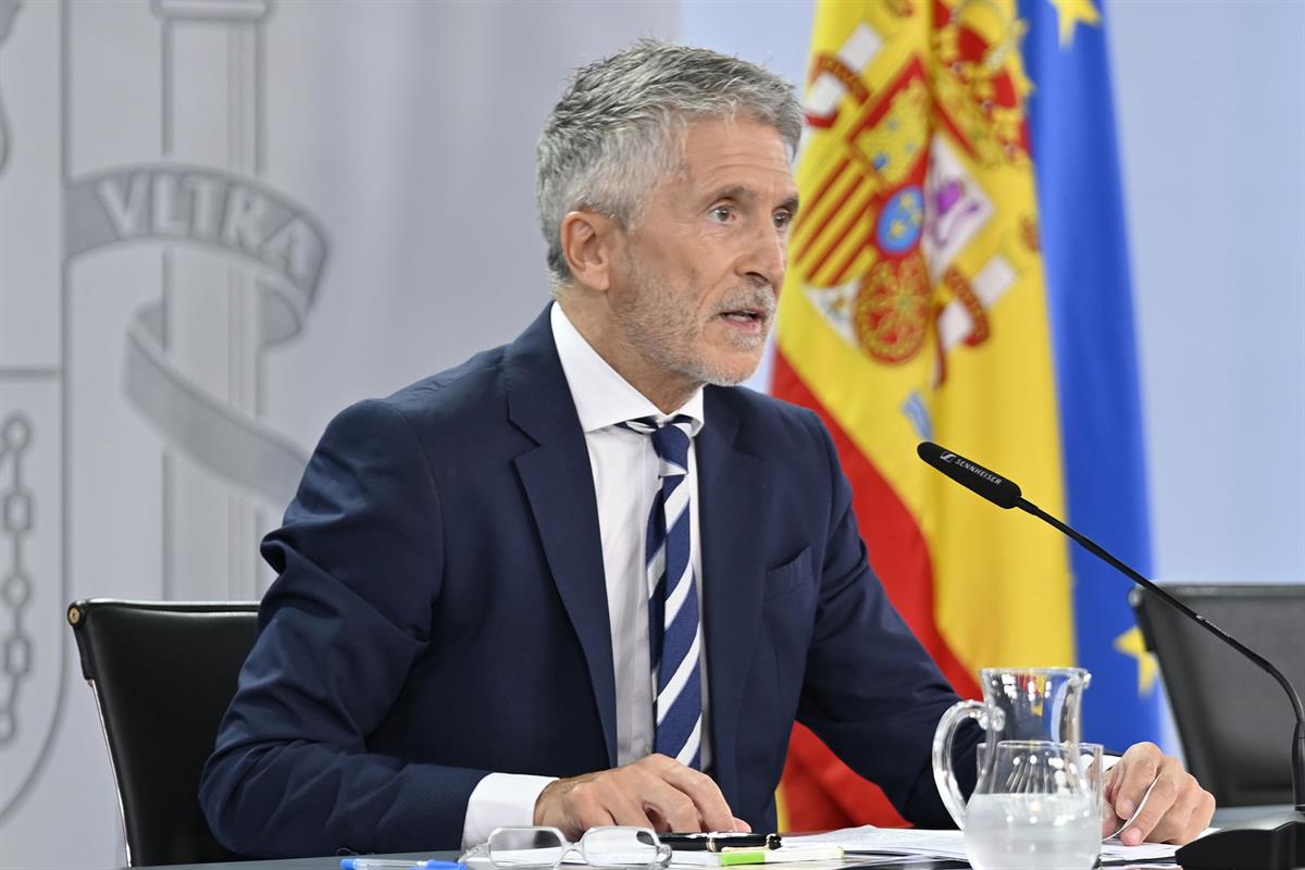 El ministro del Interior, Fernando Grande-Marlaska, durante la rueda de prensa del Consejo de Ministros