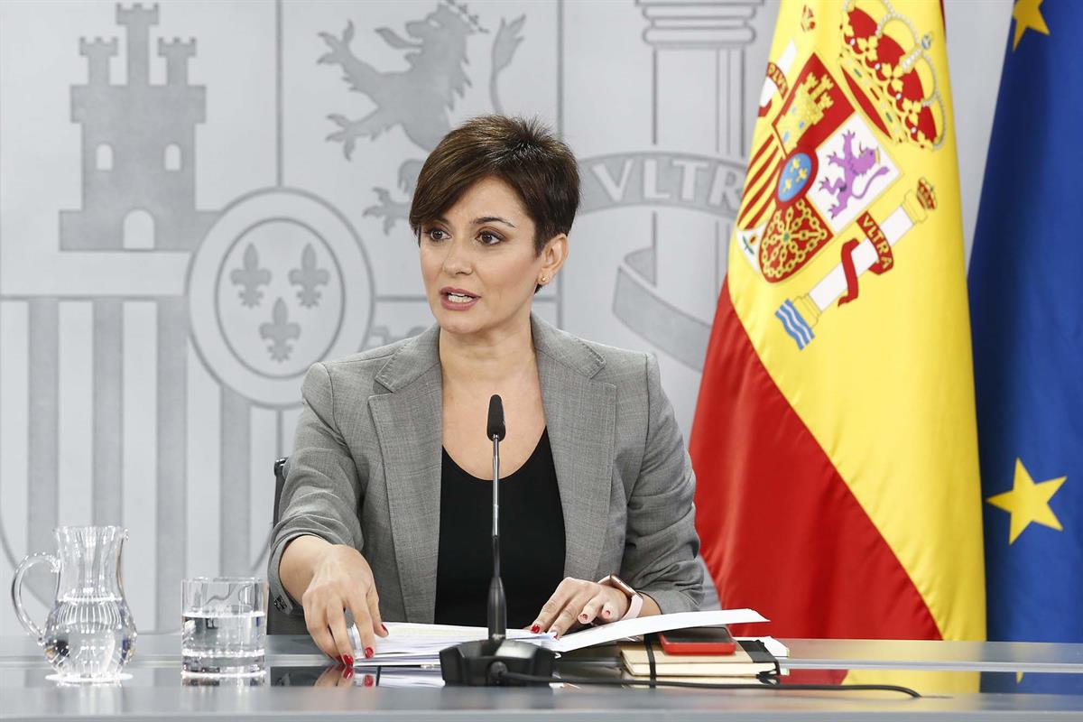 Isabel Rodríguez durante la rueda de prensa posterior al Consejo de Ministros