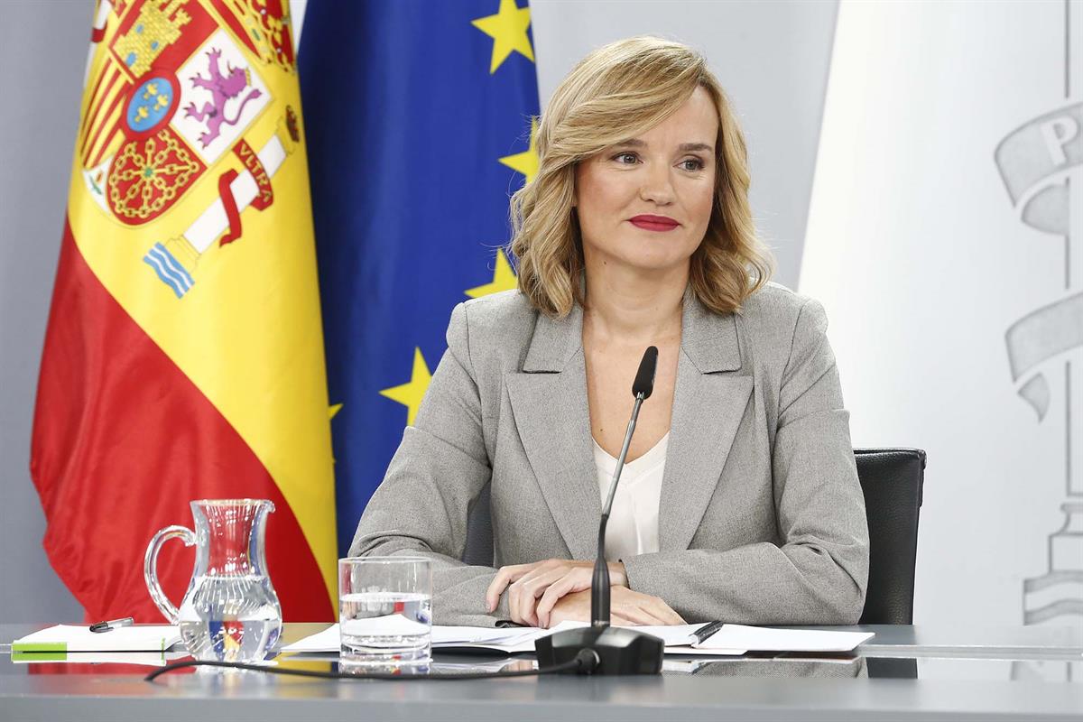 Pilar Alegría durante la rueda de prensa posterior al Consejo de Ministros