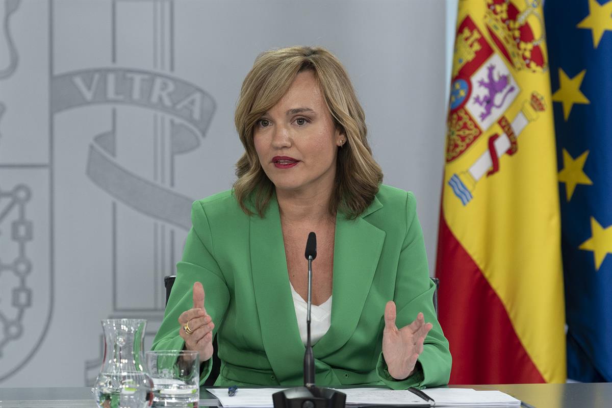 9/05/2023. Rueda de prensa tras el Consejo de Ministros: Isabel Rodríguez, Raquel Sánchez y Pilar Alegría. La ministra de Educación y Formac...