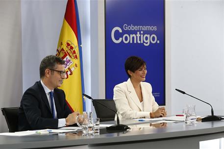 10/10/2023. Rueda de prensa tras el Consejo de Ministros: Isabel Rodríguez y Félix Bolaños. La ministra de Política Territorial y portavoz d...