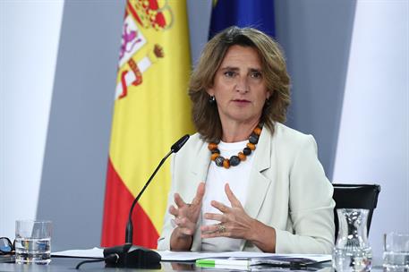 11/05/2023. Rueda de prensa tras el Consejo de Ministros: Isabel Rodríguez, Teresa Ribera y Luis Planas. La vicepresidenta tercera y ministr...