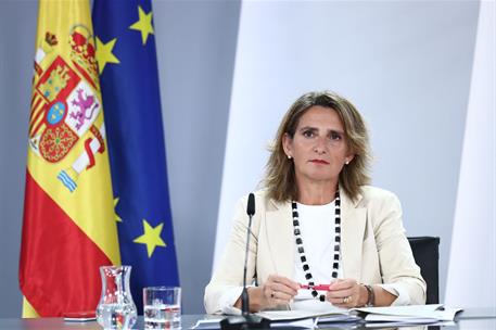 12/09/2023. Rueda de prensa tras el Consejo de Ministros: Isabel Rodríguez, Teresa Ribera y Luis Planas. La vicepresidenta tercera y ministr...