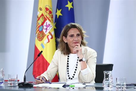 12/09/2023. Rueda de prensa tras el Consejo de Ministros: Isabel Rodríguez, Teresa Ribera y Luis Planas. La vicepresidenta tercera y ministr...