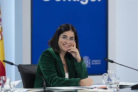 14/02/2023. Rueda de prensa tras el Consejo de Ministros: Yolanda Díaz, Isabel Rodríguez y Carolina Darias. La ministra de Sanidad, Carolina...