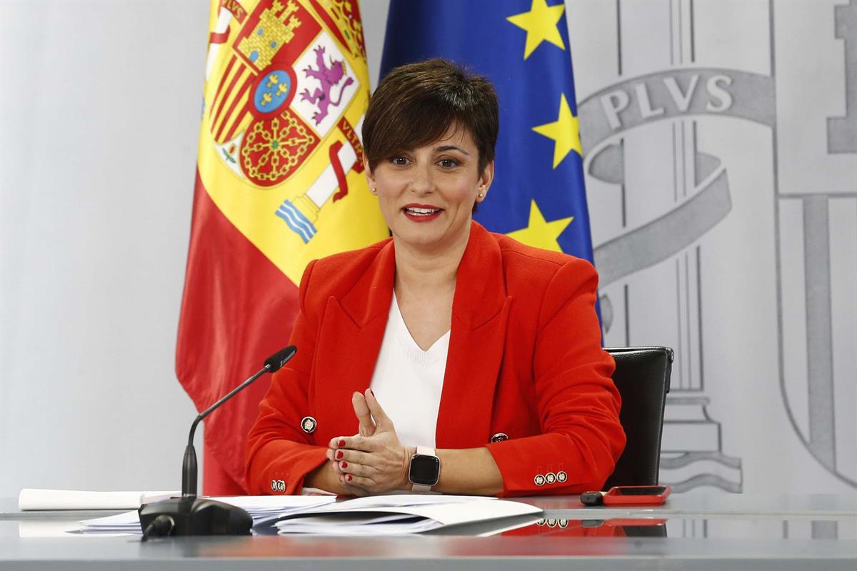 14/11/2023. Rueda de prensa tras el Consejo de Ministros: Isabel Rodríguez. La ministra de Política Territorial y portavoz del Gobierno en f...